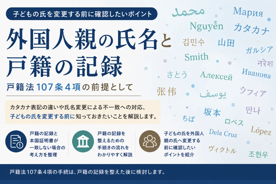 外国人親の氏名と戸籍の記録
