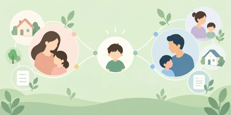 婚外子が認知した父の氏へ変更する際の家族関係を表したイラスト