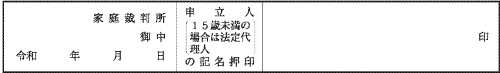名の変更許可申立書の宛先裁判所と記名押印欄