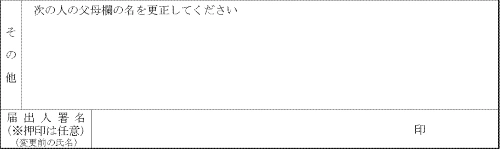 名の変更届のその他の欄と届出人署名欄