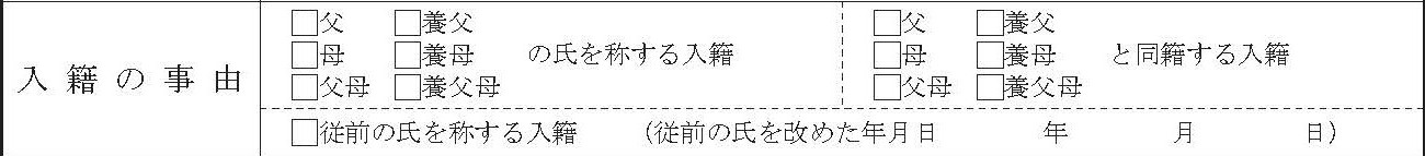 入籍届の入籍の事由の欄